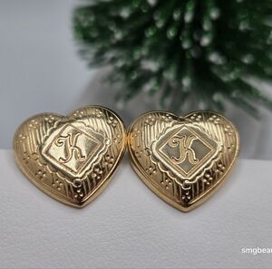 ✨2/$10✨ Charming Heart Letter K Gold Tone Stud Earrings by Avon